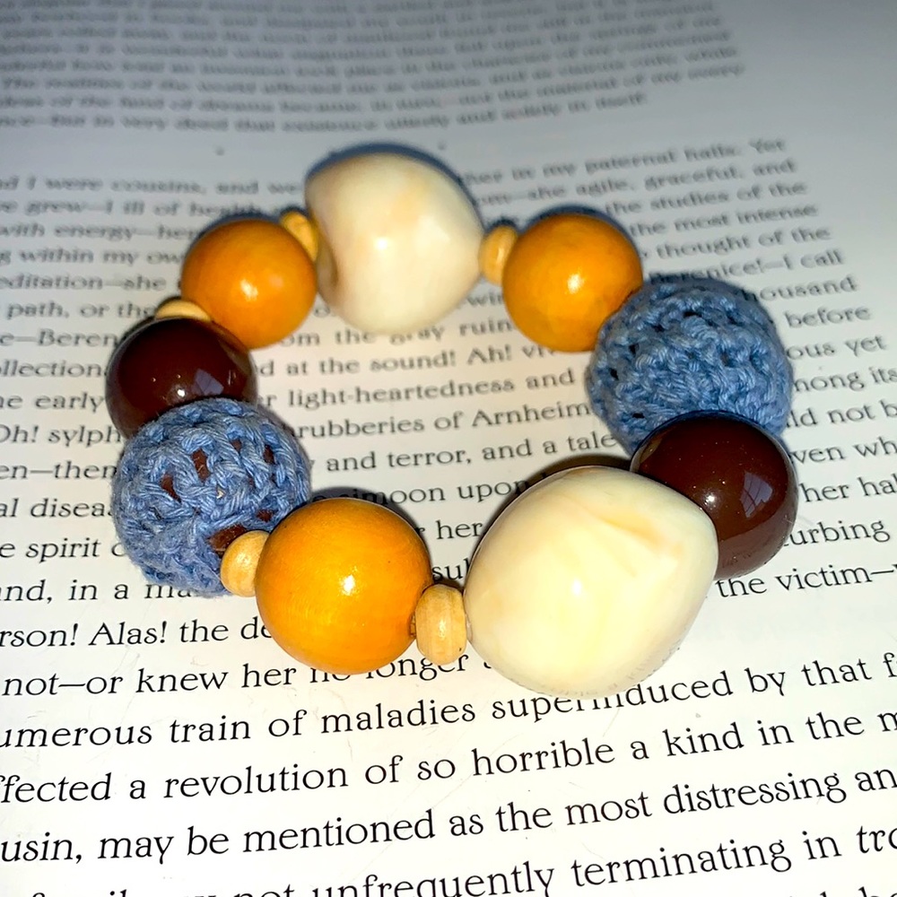 Wood, Yarn, & Plastic Beaded Bracelet *2 for $5*